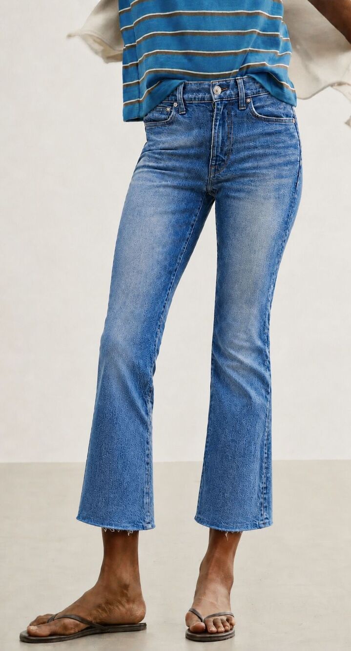 NWOT L'AGENCE Kendra High-Rise Crop Flare Jeans Raw Hem Medium Wash , Sz 29, $28